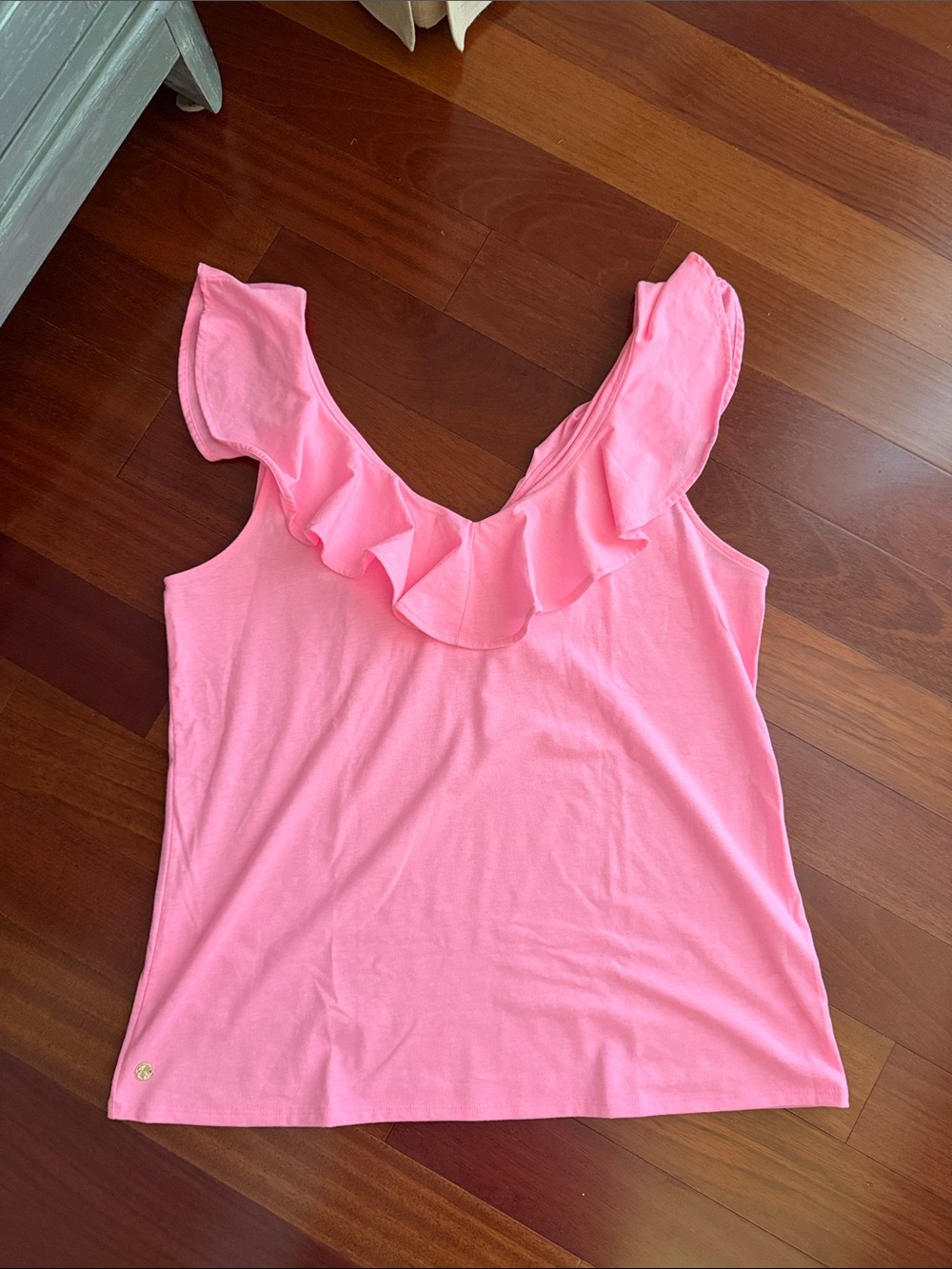 Lilly Pulitzer Pink Ruffle V-Neck Tank Top